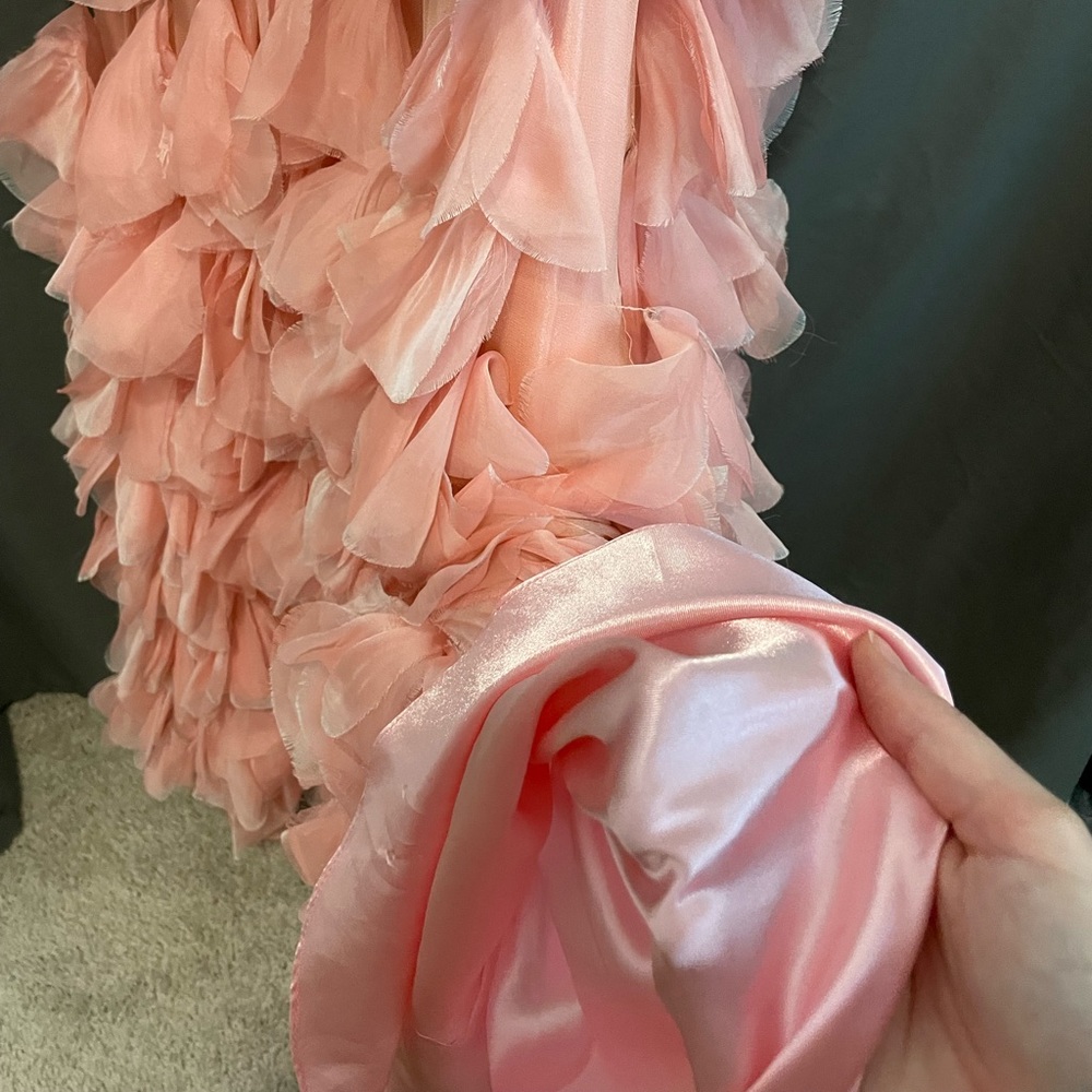 Vintage Sherri Hill Pink Sequin Silk Gown - Prom Homecoming Feather Train 4 Y2K - Picture 10 of 12